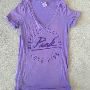 Neon purple colour Pink v-neck T Shirt